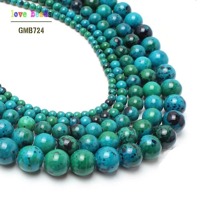 wholesale Chrysocolla stone Round Loose Spacer Beads For Jewelry Making 15.5inches  4.6.8.10.12. 14mm Pick Size-F00089