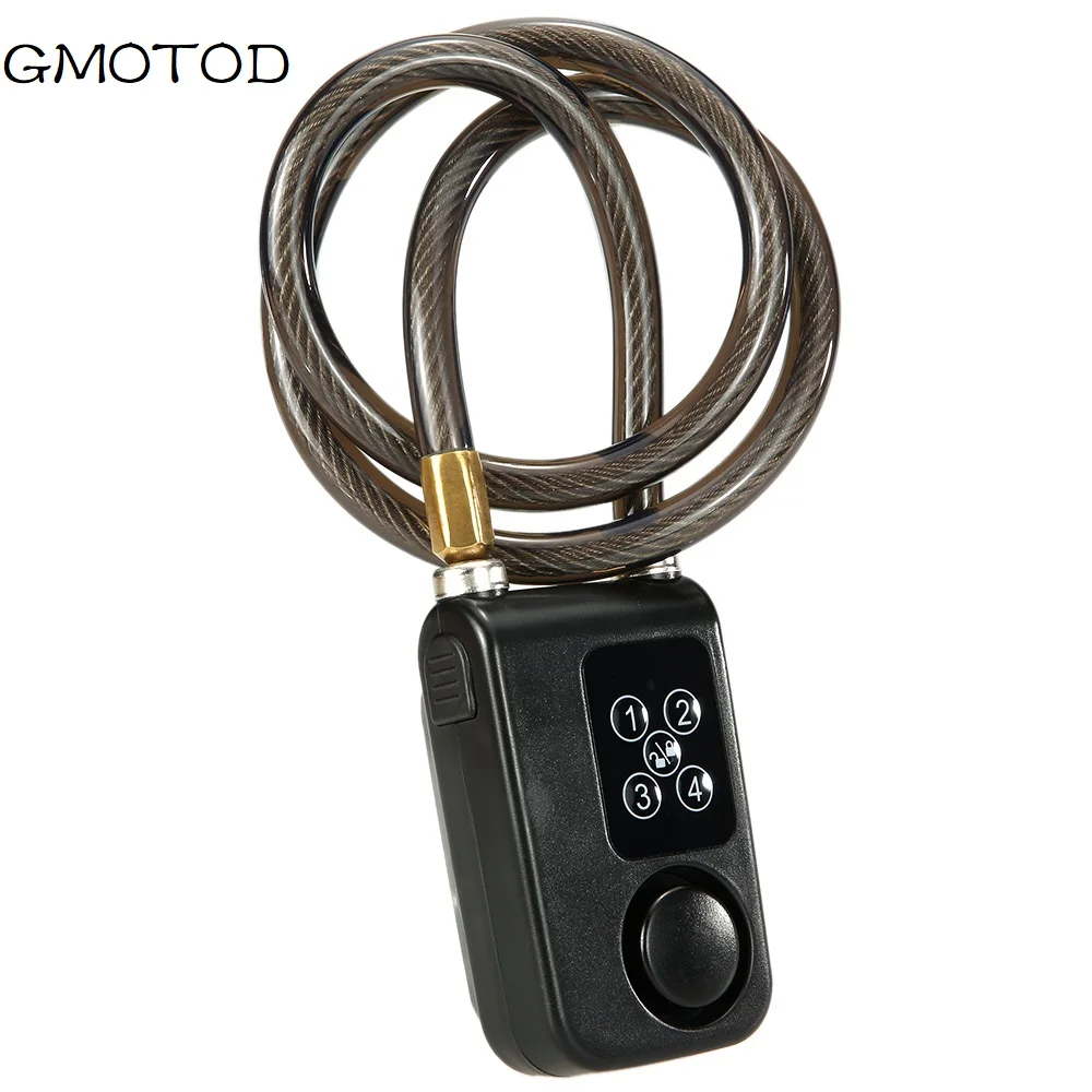 GMOTOD Electric Password Alarm Anti Theft Security Motorcycle Bike Luggage Lock Chain Guard Safe