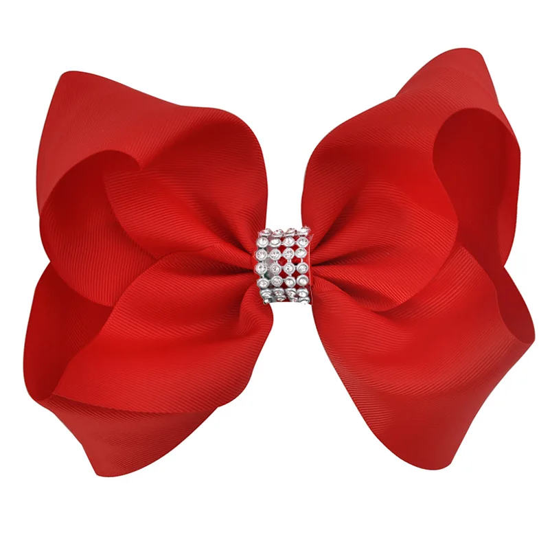 8 Inch Women Large Bowknot Hair Bow Rhinestone Grosgrain Ribbon Hairgrip Alligator Clips Headwear Girls Fashion Hair Accessories