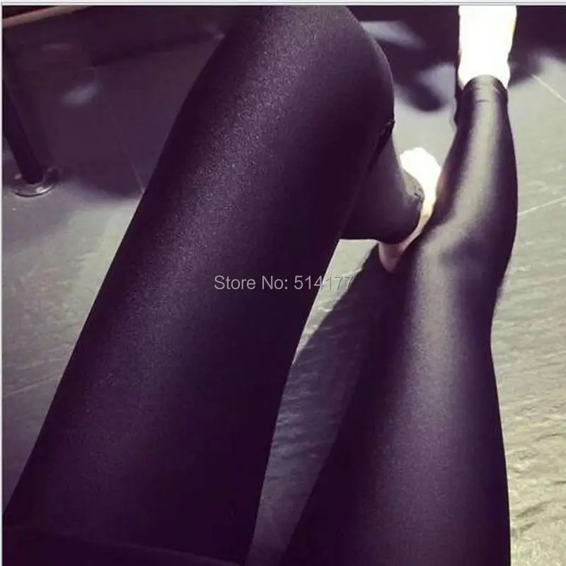 Fashion Shiny lycra Leggings Pants High Elastic Casual Black Pencil Pants Skinny Hip Hop Women  Ankle-Length Pants 2018 New