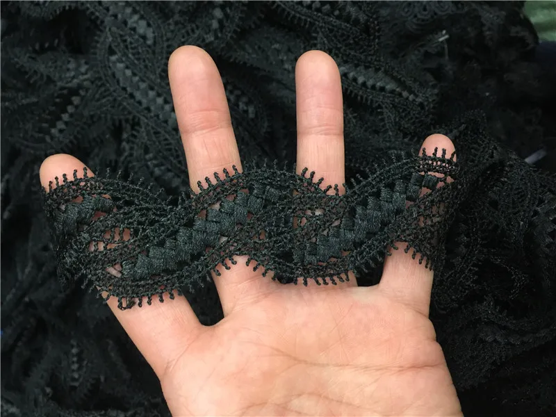 70yards Black Polyester chemical  Lace Victorian lace Trim  diy crafted sewing wholesale wide3.5cm