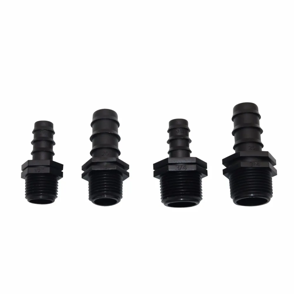 

20Pcs DN16 DN20 Connector 1/2" 3/4" Male Thread to 12mm 16mm Barbed Gardening Irrigation Water Hose Pipe Fittings Adapters