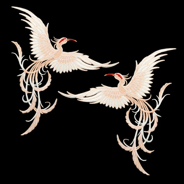 Diy embroidery Phoenix cloth stickers applique large patch stickers cheongsam fashion decoration hole clothes patch