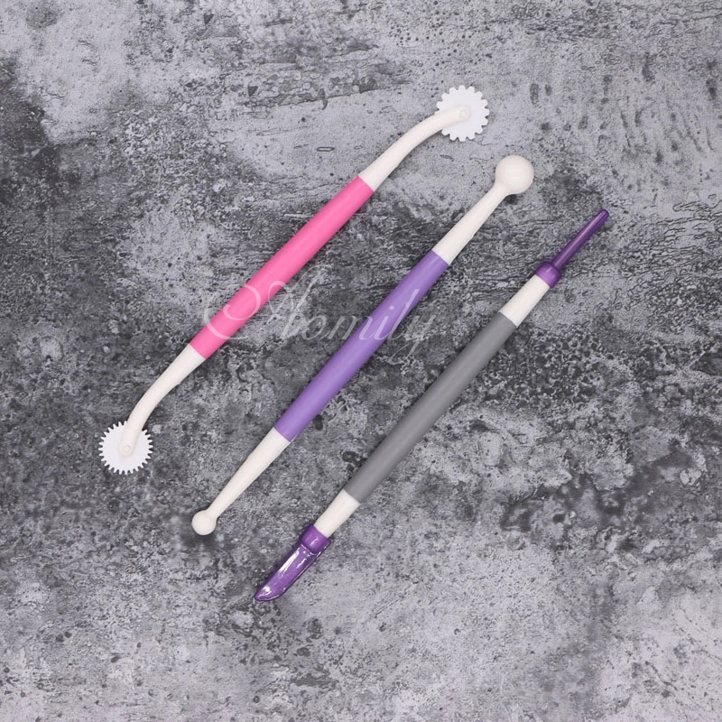 Aomily 3pcs/Set Plastic Cake Decorating Pens Flower Clay Modelling Tools Kitchen Cake Pastry DIY Carving Tools Kit Bakeware Set