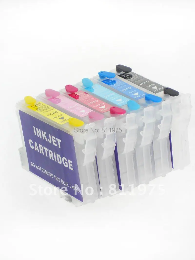 Free Shipping T0491 T0492 T0493 T0494 T0495 T0496 refillable ink cartridge for epson  R210 R230 R310 R350 RX510 RX630 RX650