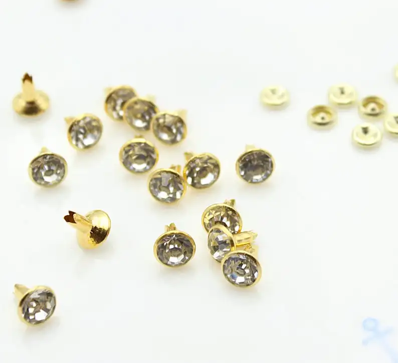 350 sets GRADE A Clear size 7mm glass Rhinestone Crystal Rapid Rivet Stud /prong end type gold tone