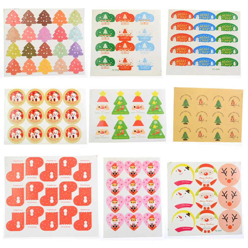 10 sheet Hand made Christmas Snowman crapbooking Paper Labels Envelopes Packaging Seals Sticker DIY For Cake Box Wrapping Baking