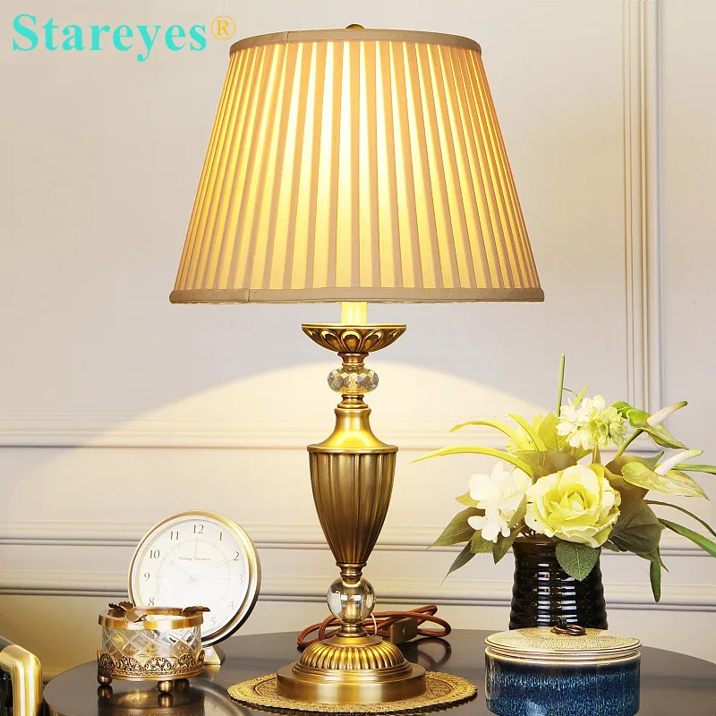 2 Pcs/lot LED Desk lamp for Home Living European and American retro style classical Decoration table light lighting high brass