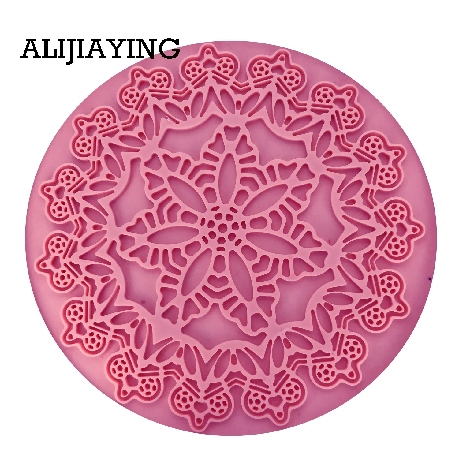 M1362 Round flower crown shape lace pad Silicone Mold DIY cake Decorating tools Fondant Sugarpaste Craft resin clay chocolate