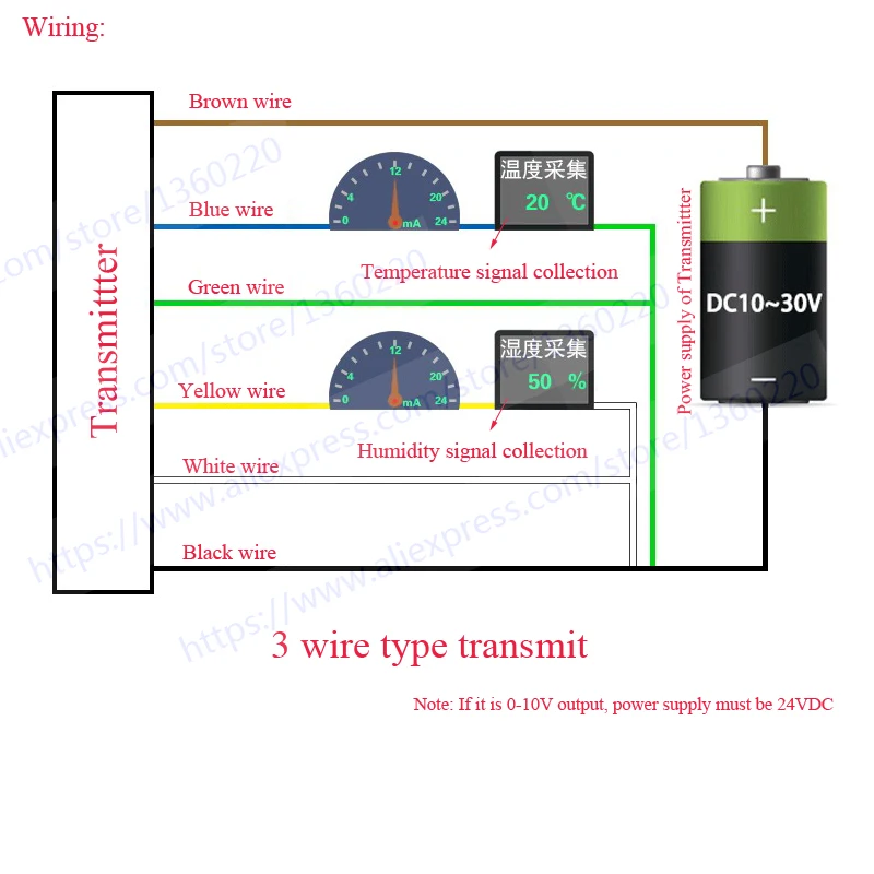 Настенный датчик температуры и влажности 4-20mADC/0-5VDC/0-10VDC выходной сигнал температуры и влажности