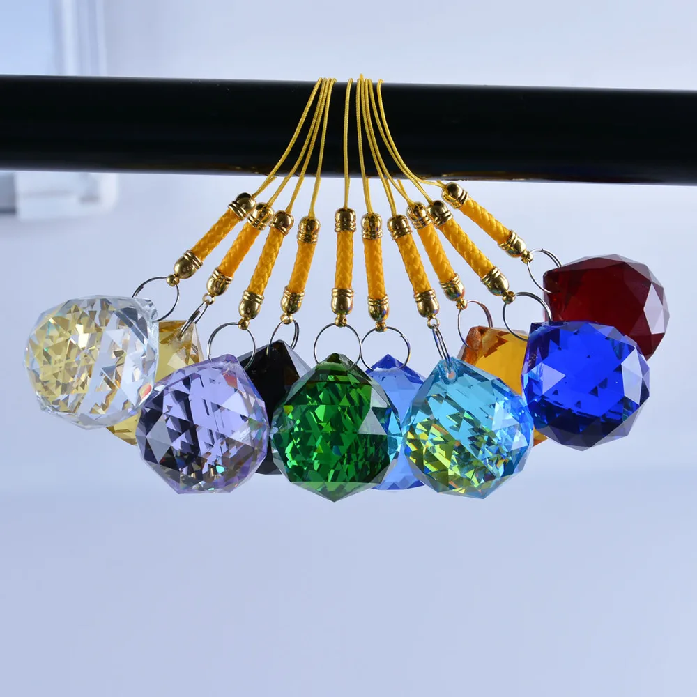 2019 New Colorful Wholesale Crystal Glass Hanging Ball Ornament Color Suncatcher Christmas Home Decoration Best Gift For Friend