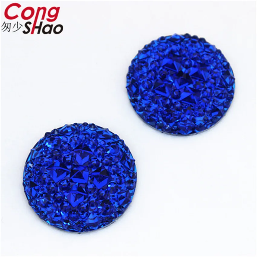 Cong Shao 50pcs 25mm Colorful Round flat back Beads stones and crystals Resin Rhinestone applique DIY Wedding Dress Button CS670