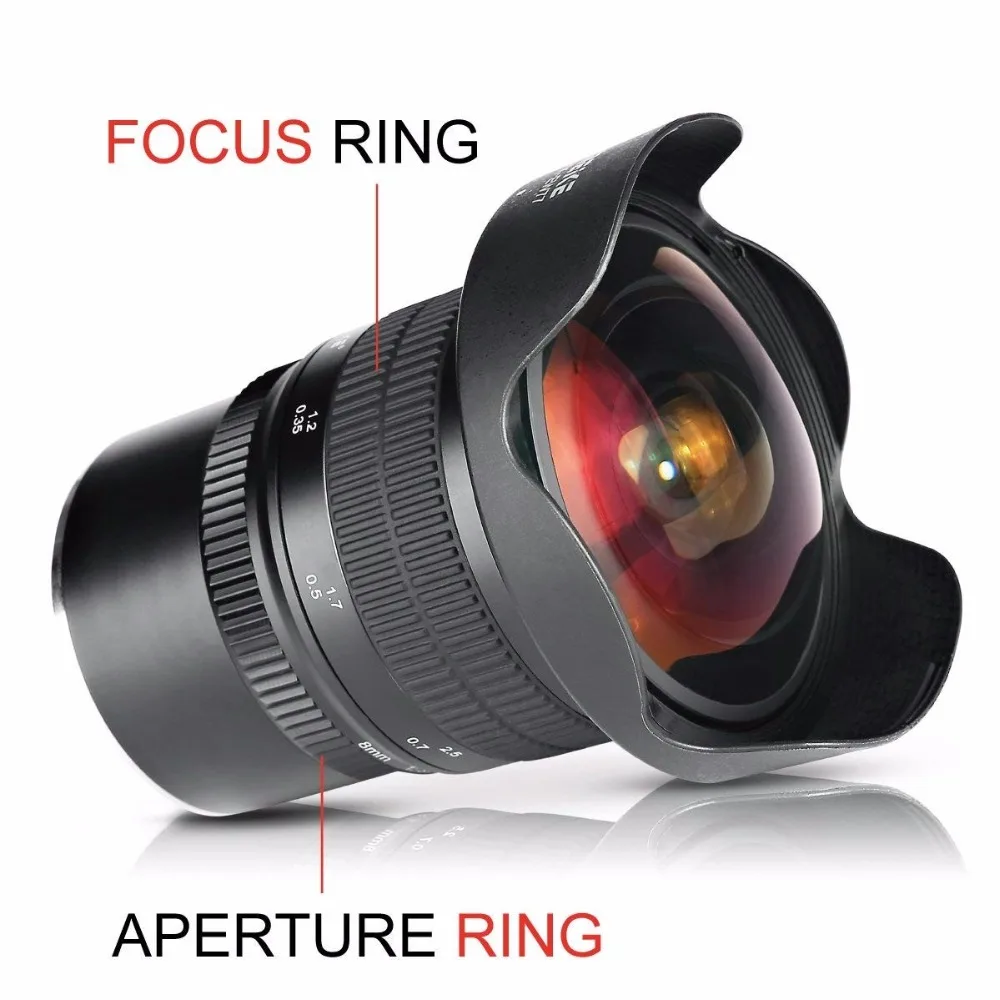 Meike 8mm f/3.5 Wide Angle Fisheye Lens Camera Lenses for Sony A6000 Alpha and Nex Mirrorless E-Mount Camera with APS-C