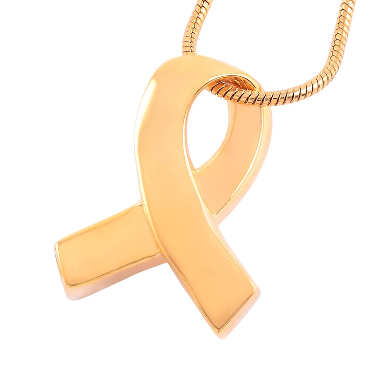 IJD9546 Not allergic Stainless Steel Cancer Ribbon Memorial Urn jewelry to put cremation ashes in - Cremation Necklace For Women