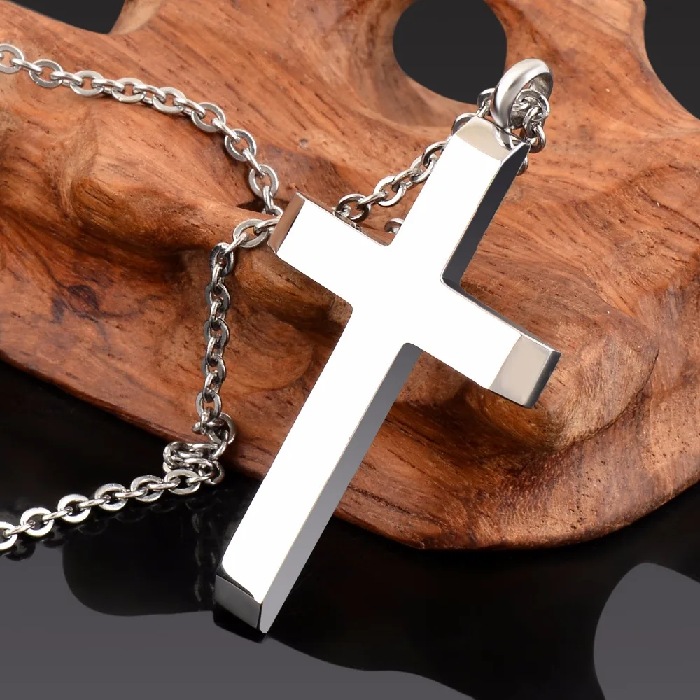 Wholesale Stainless Steel Fashion Quality Religious Jewelry Jesus Cross Necklace Pendant Jewelry Dropship 20\