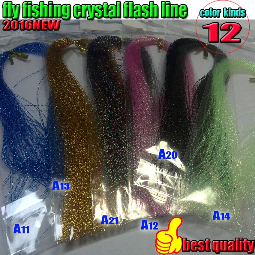 HOT fly fishing crystal flash line 12color  fishing line lure line fly fishing tying material thread 12bag/lot  length is 30CM