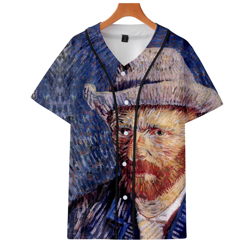 Van Gogh 3D Print Baseball T-shirts Women/Men Summer Short Sleeve 2018 New Fashion Tshirts Casual Streetwear Baseball Tee Shirts