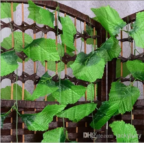 Beautiful Simulation of Artificial Green Climbing Vines of Grape Leaves for Home Wall Decor Party Decoration Free Shipping