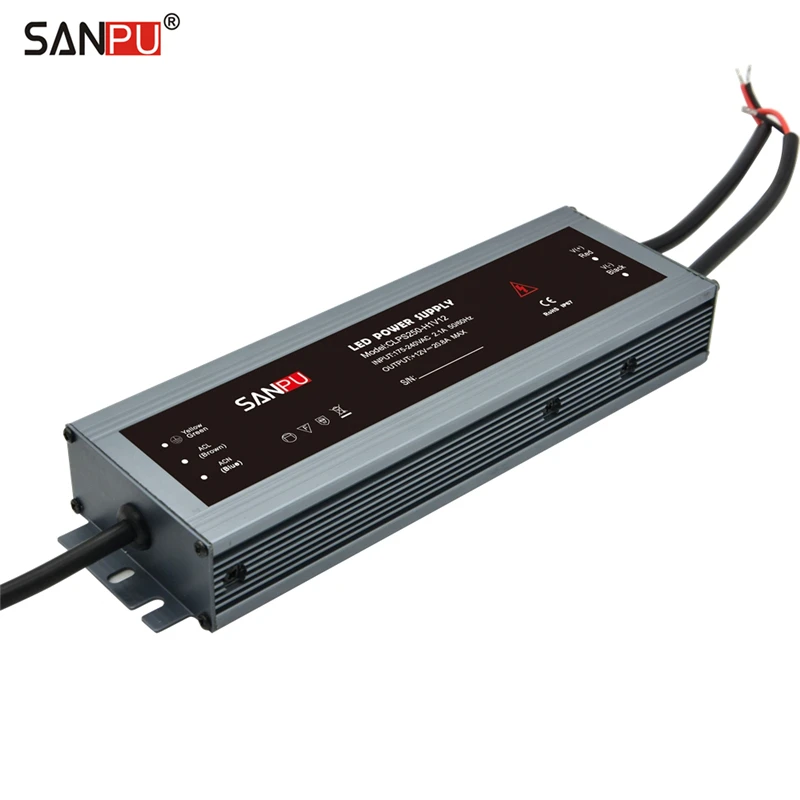 SANPU 12V Power Supply Waterproof IP67 250W 230V 220V AC to DC 12 Volt Lighting Transformer LED Driver Ultra Thin Slim for LEDs