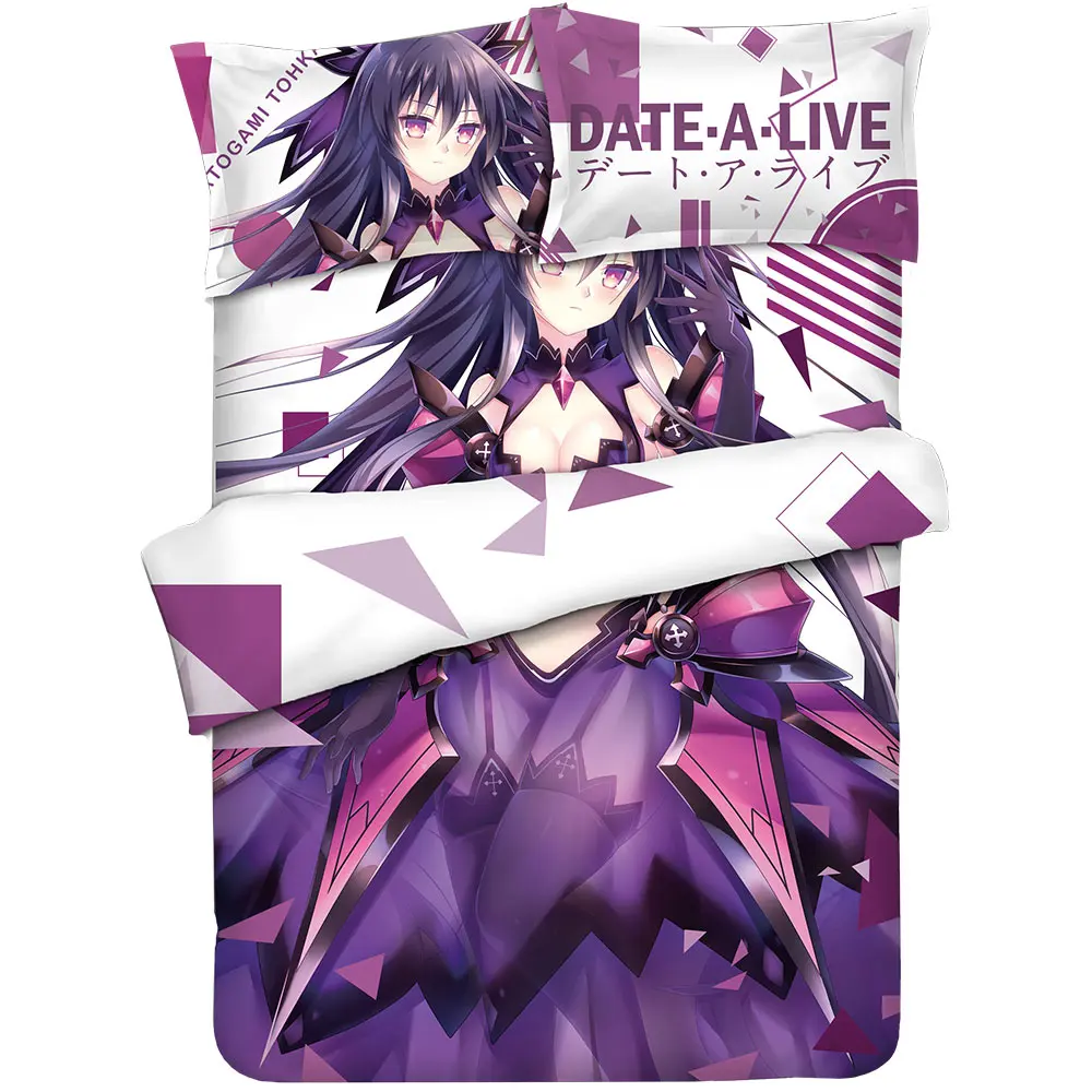 

Комплект постельного белья для косплея принцессы из аниме JK DATE A LIVE Yatogami Tohka, простыня, пододеяльник, наволочка, мультяшный Комплект постельного белья