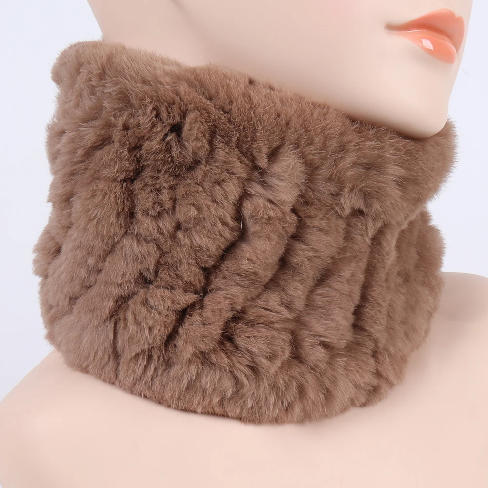 Elastic Knitted Rex Rabbit Fur Scarf para Mulheres e Meninas, Boas Headbands, Ring Scarves, Natural, Lady, Hot Sell, 2024