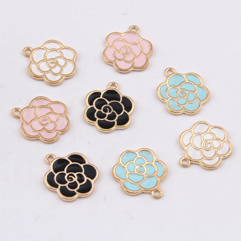 

100pcs 20*18mm Flower-shaped alloy jewelry tag Drip oil jewelry accessories