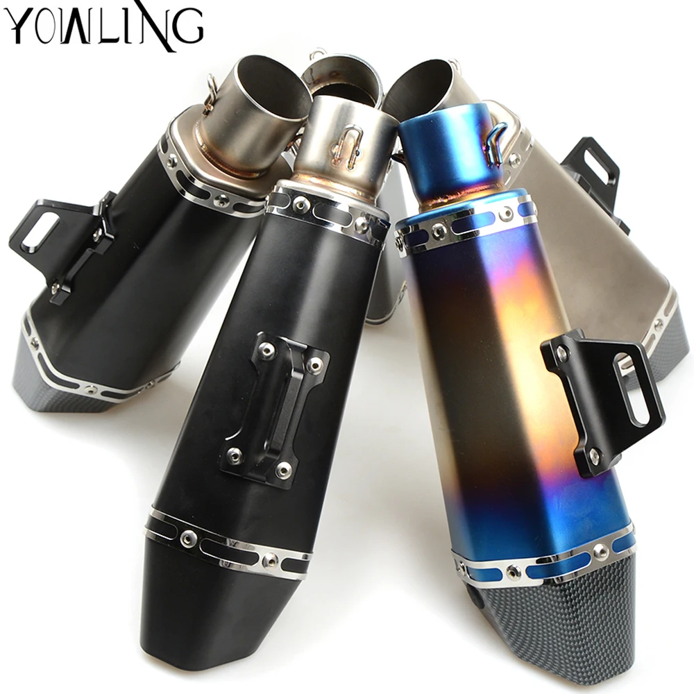 Motorcycle 51MM Exhaust Pipe Muffler Carbon Fiber Pipe For HONDA YAMAHA R25 CBR250 CB400 NINJA 250 ER6F ER6N Street bike