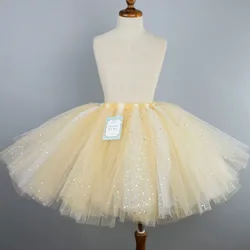 Gold Glitter Fluffy Tutu Skirt for Girls Baby Birthday Party Costume Kids Flower Tulle Tutus Newborn-12Y Cake Smash