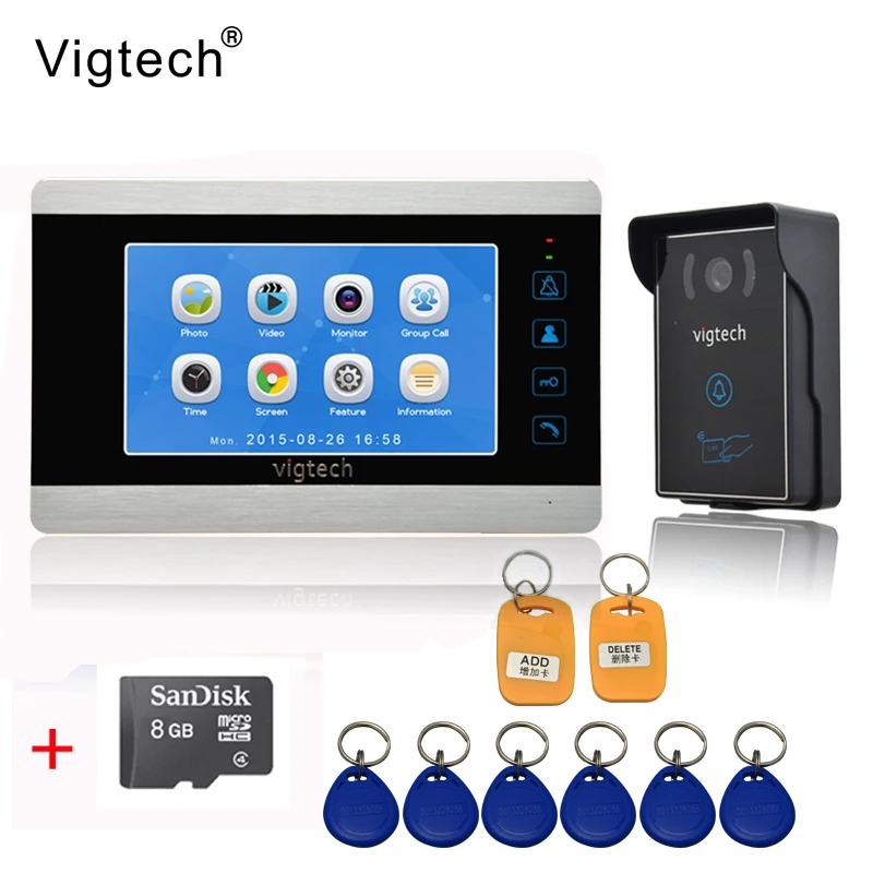 

Vigtech7 inch LCD Video Doorbell Door phone Record Intercom System Infrared Night Vision Camera 8GB TF Card FREE SHIPPING