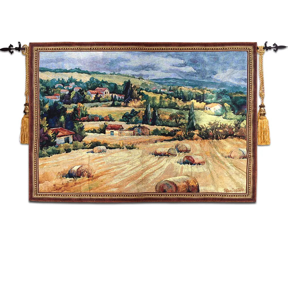 90*125cm World famous wall paintings Tuscan countryside antique mural jacauard fabric picture tapestry wall hanging