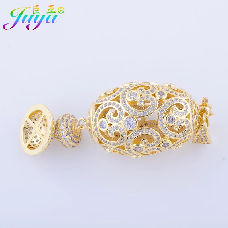 Juya DIY Cubic Zirconia Hollow Heart Pattern Connector Pendant Accessories For Women Pearls Tassels Needlework Jewelry Making