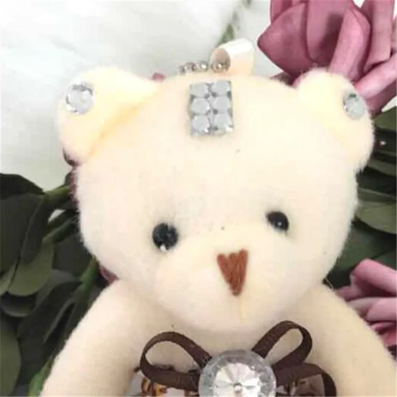 1PCS Mini Plush Bouquet Leopard Bear High Quality Toys Dolls Pendant Unisex Fluffy Bow Bears Doll Toy Kids Gifts Wholesale 12CM