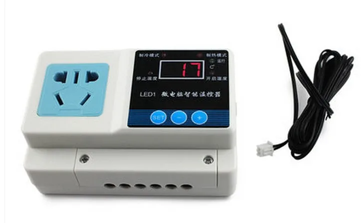 

Digital Temperature controller with 2 channels output thermostat with 2kW output with 200cm temperature sensor