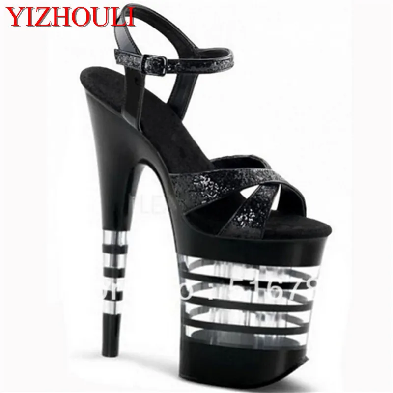 

8 inch high heels new waterproof platform club rivet sexy women's Ring foot belt shoes 20cm star party shoes