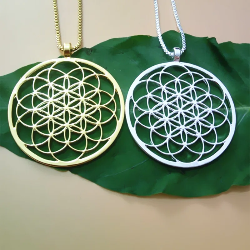 Seed Of Life Necklace  Geometric Pendant Sacred Geometry Flower of life necklaces & pendants With 60 cm box chain for women