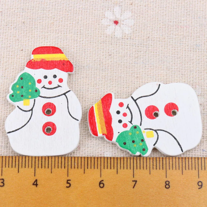 Legno bottoni di legno Misti Di Natale Pupazzo di Neve Modello Bottoni Scrapbook Collezione Cucito A Mano Della Decorazione Della Casa FAI DA TE