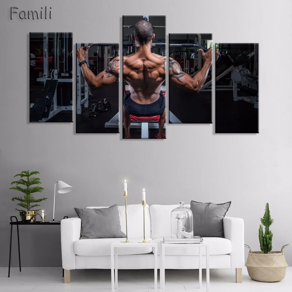5pcs Custom Black And White Poster Bedroom Decor Silk Printing  schwarzenegger posters bodybuilding