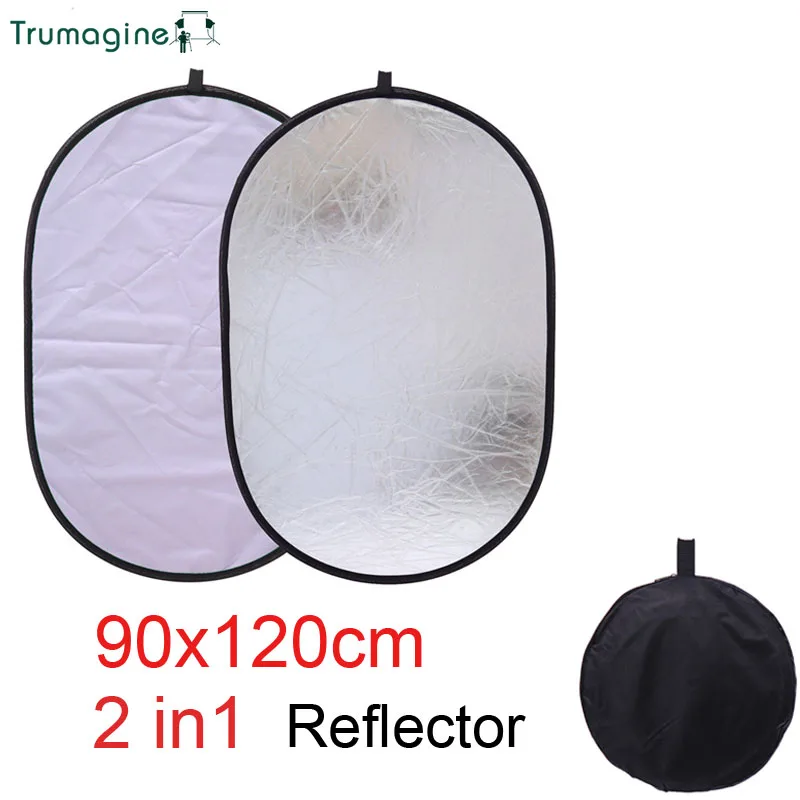 90x120CM 2 in 1 Silver&White Light foldable Video Reflector Collapsible Photo Studio Photography Reflector Photography Diffusers