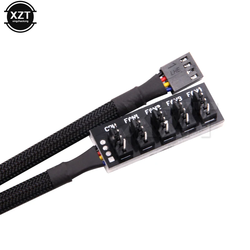 1PCS NEW 1 to 5 4-pins Molex TX4 PWM CPU Cooler Splitter Adapter Power Cable Black Sleeved Jacket 5-Port