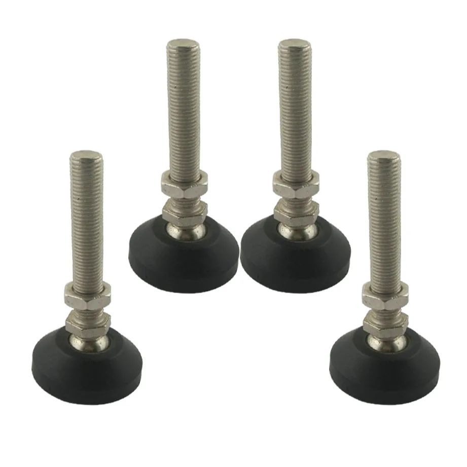 

4pcs M10x80mm Adjustable Foot Cups Reinforced Nylon Base 50mm Diameter Articulated Feet M10 Thread Leveling Foot