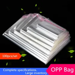 100 mehrere größe Klar Self-adhesive Cello Cellophan Bag Selbst Dicht Kleine Kunststoff Taschen für Süßigkeiten Verpackung Wiederverschließbaren Tasche