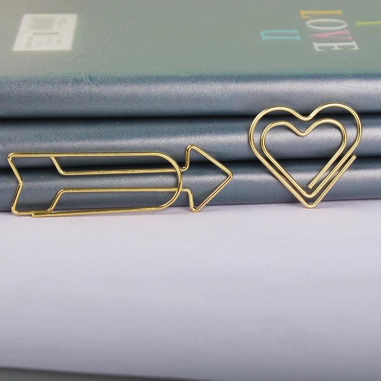 Gold Arrows Love Paperclip Valentine's Day Shape Paper Clip Special Shaped Paperclips Customized Paper Clips Gold Paper Clips