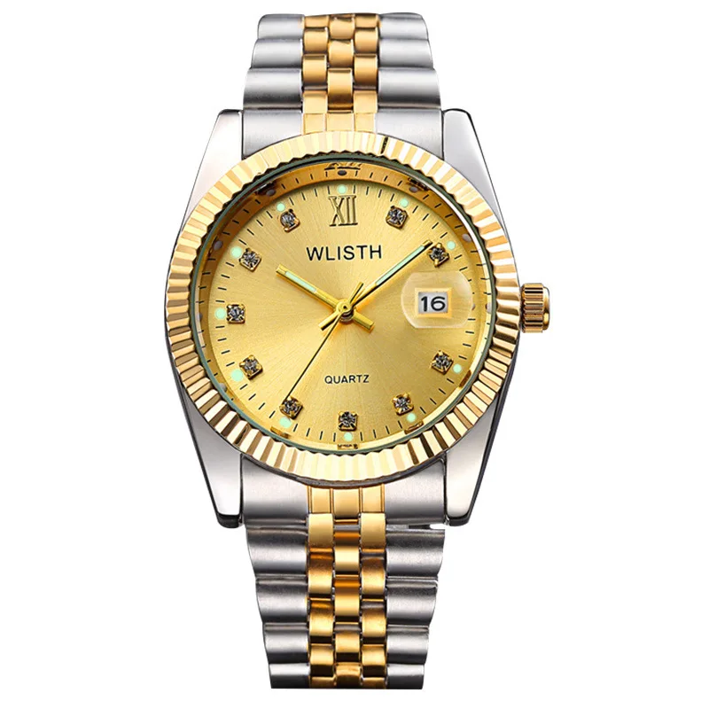 Wlisth-Reloj de pulsera con diamantes para Hombre y mujer, accesorio Masculino de marca de lujo con fecha automática, 2019