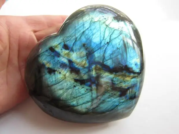 

TOP 280-300 G Natural Labradorite Heart Crystal Rough Polished HEALING