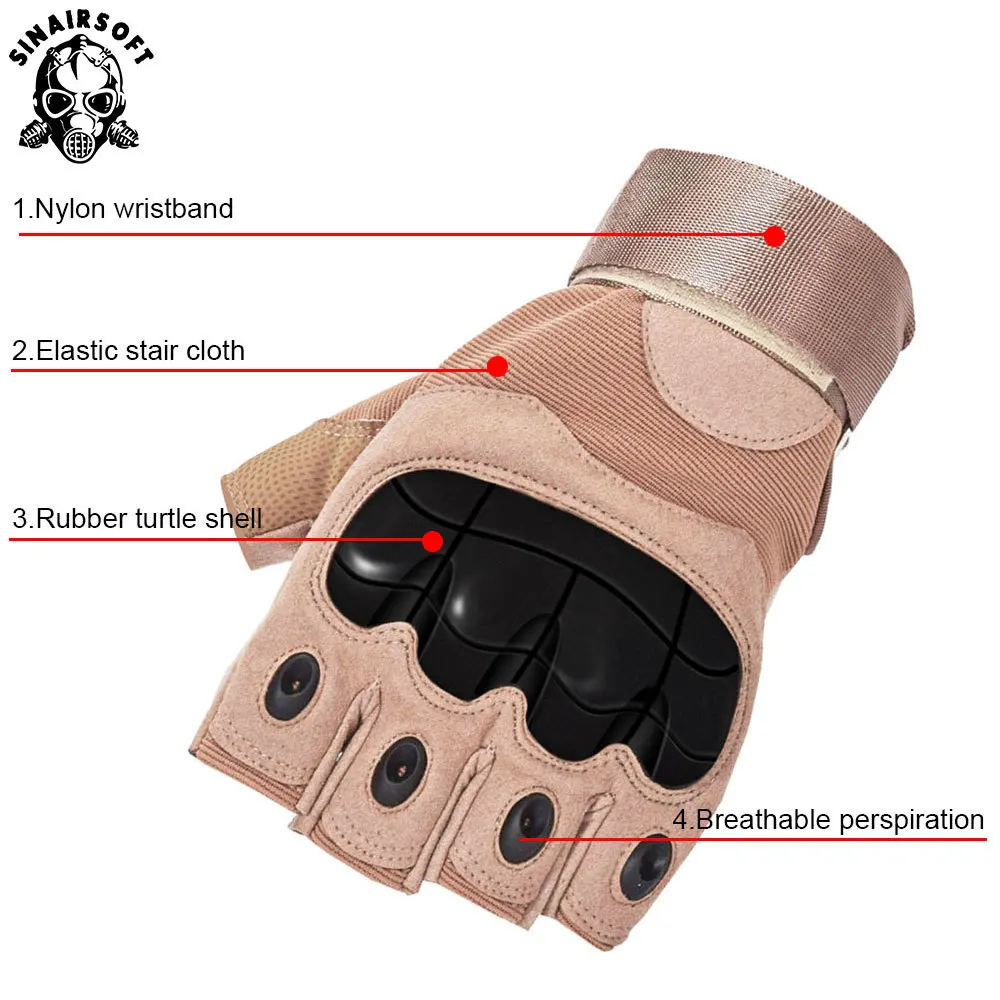 Tactical Fingerless Gloves Shooting Paintball Airsoft Bicycle Motorcross Combat Hard Knuckle Half Finger Gloves