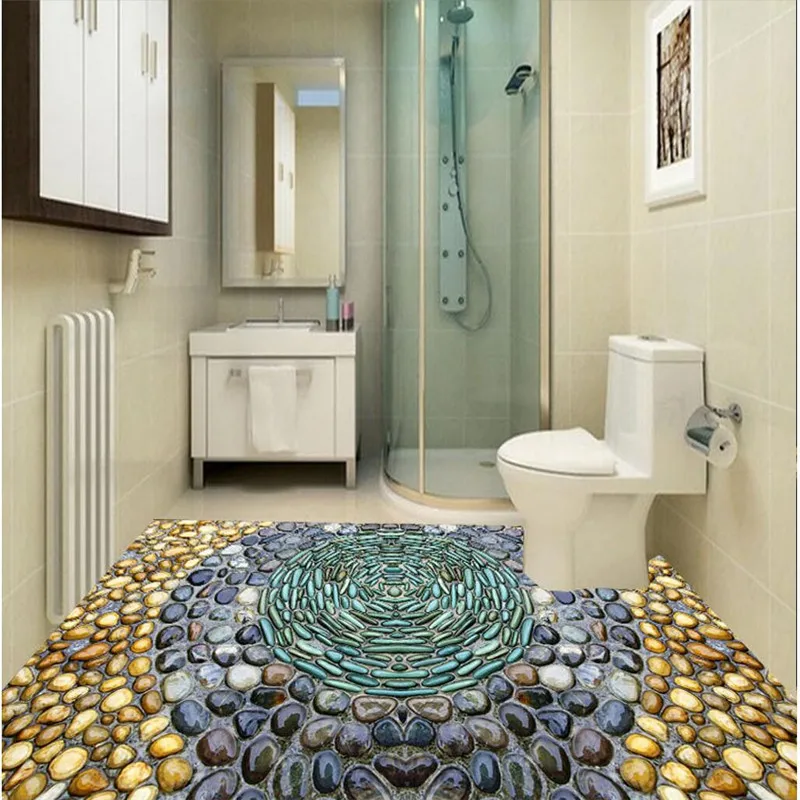 

wellyu Custom Large Mural Floor Lamp Modern Painting Modern Art Cobblestone Flower Balcony Kitchen Toilet Floor Wall