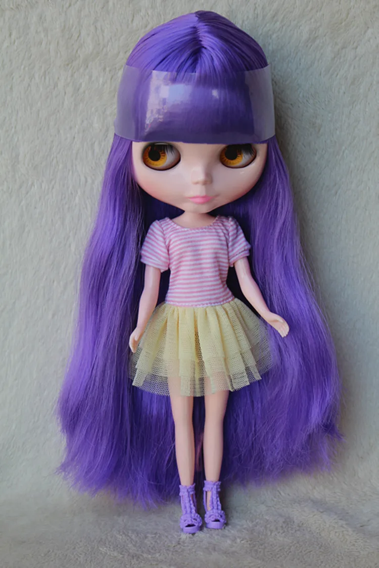 

Blygirl Blyth doll Purple bangs straight hair nude doll No.3502 ordinary body 7 joints DIY dolls for their own makeup