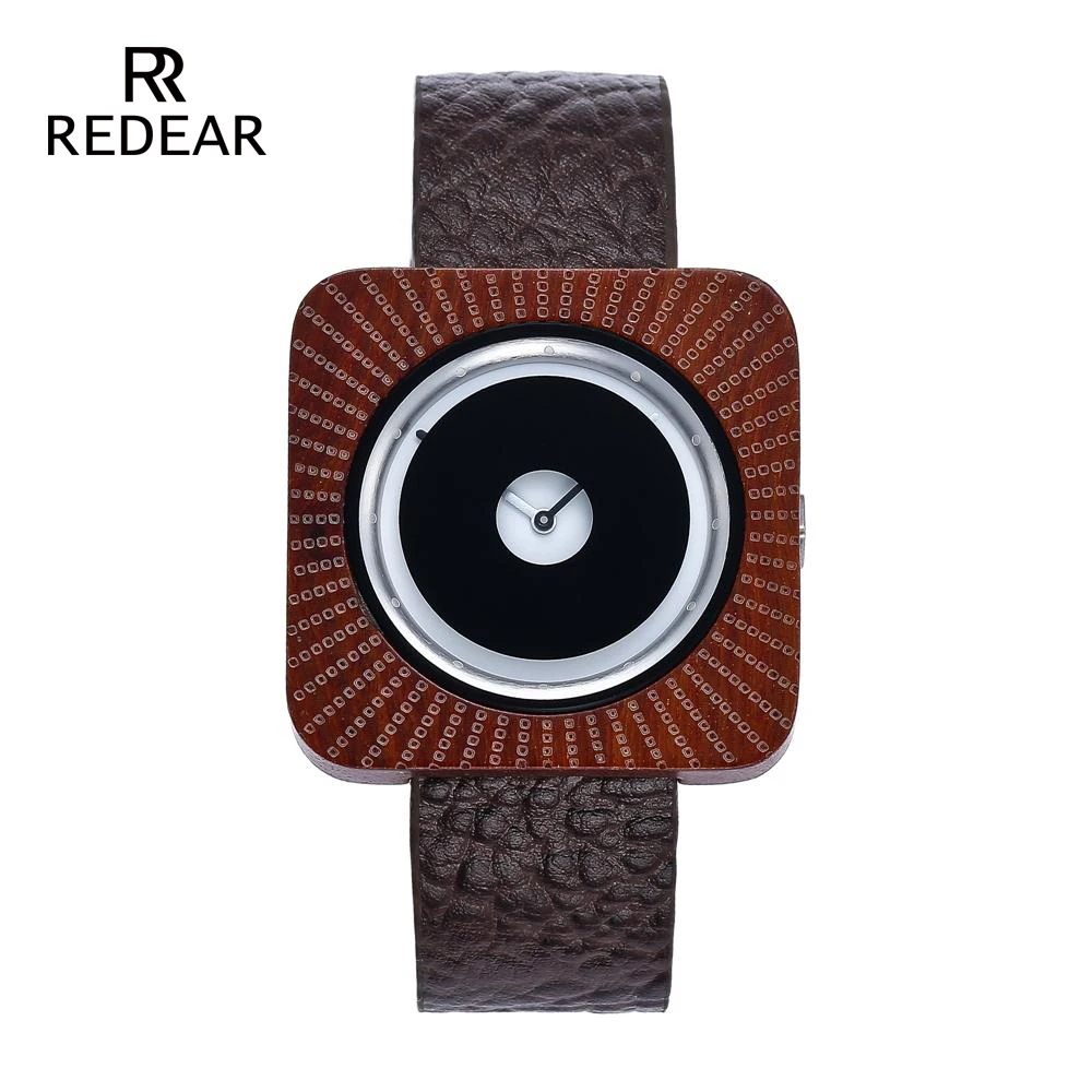 REDEAR Timepieces Quartz Wood Watch Men Or Women Sandalwood Watch Brown Leather Strap Luxury Wristwatches Anniversary Gifts