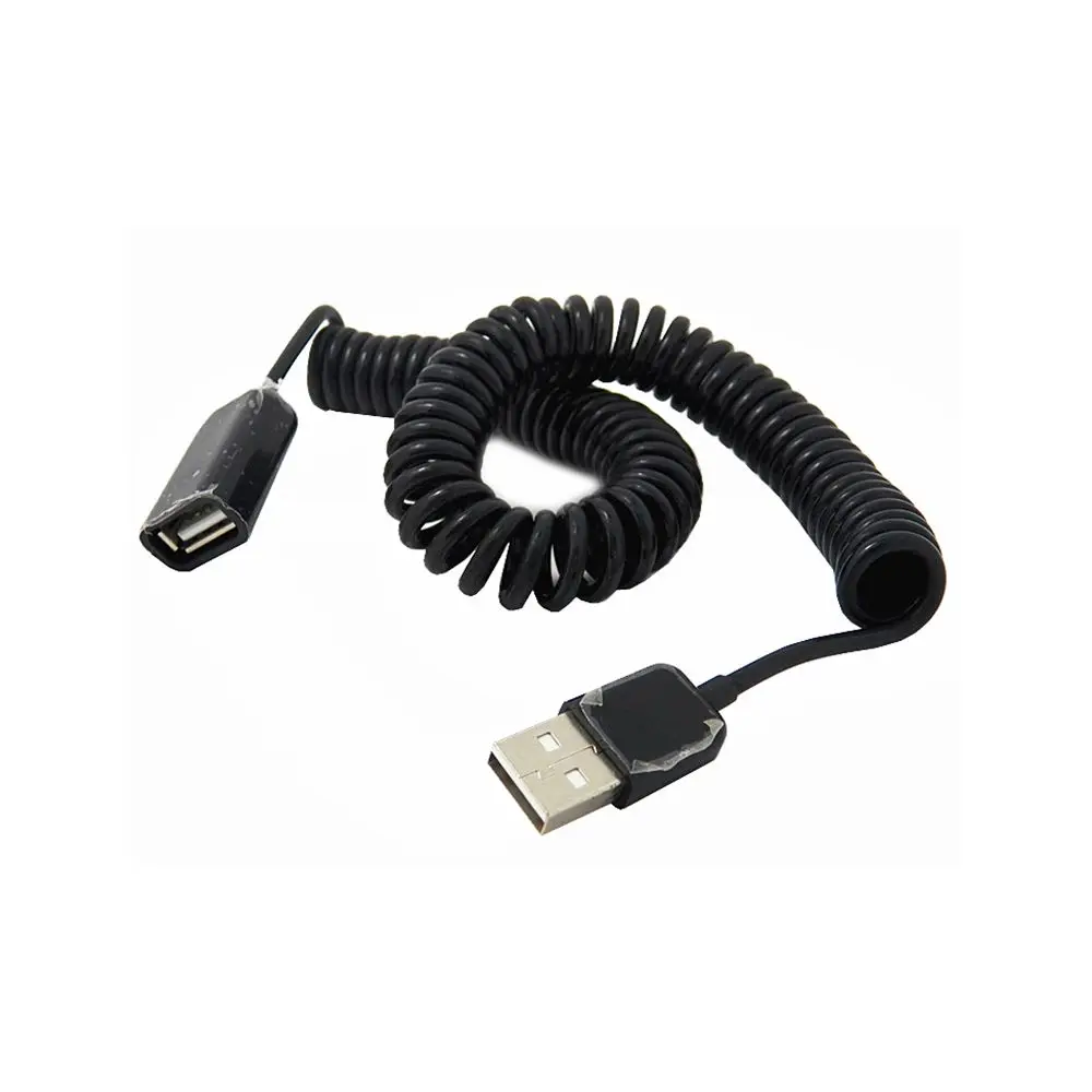 2 M Mola Enrolada USB 2.0 Macho para Femea cabo de Dados cotovelo Cabo de Extensao Carregador de Sincronizacao