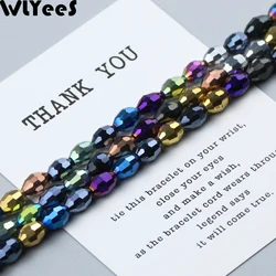 WLYeeS Plating 6*8mm Rice shape Austrian crystal beads Faceted Oval Glass Loose Beads For Jewelry Bracelet earring Making DIY